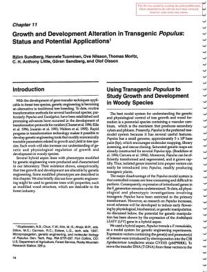 Micropropagation, Genetic Engineering, and Molecular Biology Expression Vectors Containing the Gene(S) and Promoter(S) of Populus