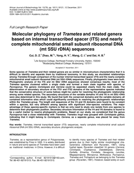 Molecular Phylogeny of Trametes and Related Genera Based on Internal