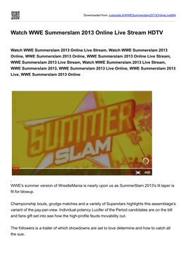 Watch WWE Summerslam 2013 Online Live Stream HDTV