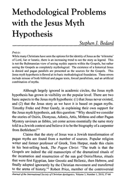 Methodological Probletns with the Jesus Myth Hypothesis Stephen ]