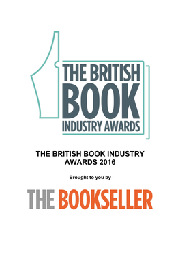 The British Book Industry Awards 2016