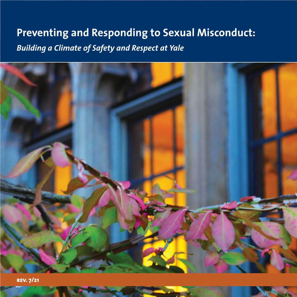 Preventing And Responding To Sexual Misconduct Building A Climate Of Safety And Respect At Yale
