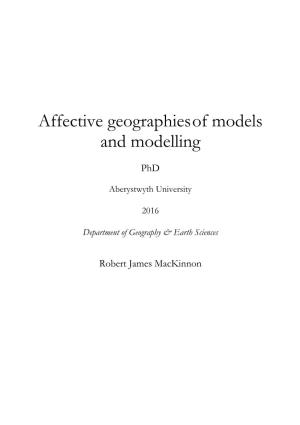 Affective Geographiesof Models and Modelling