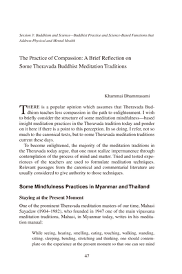 A Brief Reflection on Some Theravada Buddhist Meditation Traditions