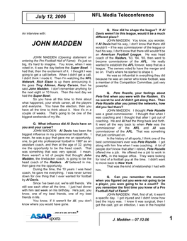 JOHN MADDEN: You Know, You Wonder
