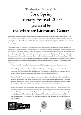 Cork Spring Literary Festival 2010 the Munster Literature Centre