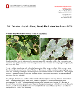 OSU Extension - Auglaize County Weekly Horticulture Newsletter – 8-7-20
