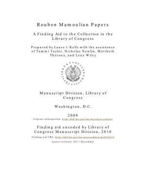 Rouben Mamoulian Papers [Finding Aid]