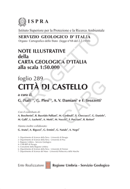 Progetto CARG Per ISPRA - Servizio Geologico D’Italia: F