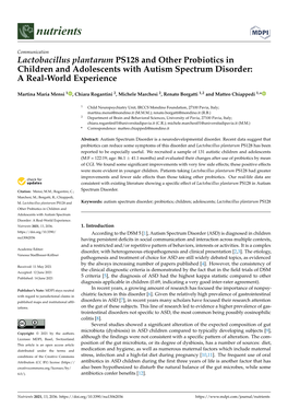 Lactobacillus Plantarum PS128 and Other Probiotics in Children and Adolescents with Autism Spectrum Disorder: a Real-World Experience