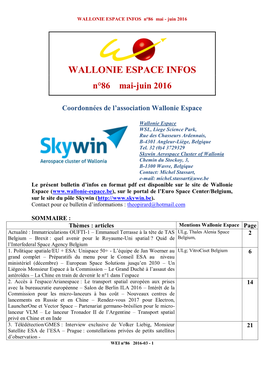 WALLONIE ESPACE INFOS N 44 Mai-Juin 2009