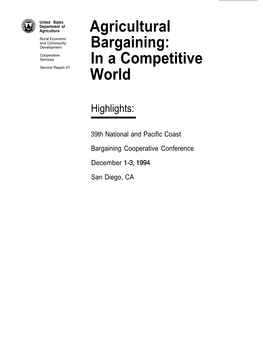 Agricultural Bargaining: in a Competitive World