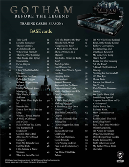 Cryptozoic Gotham Season 1 Trading Cards Checklist