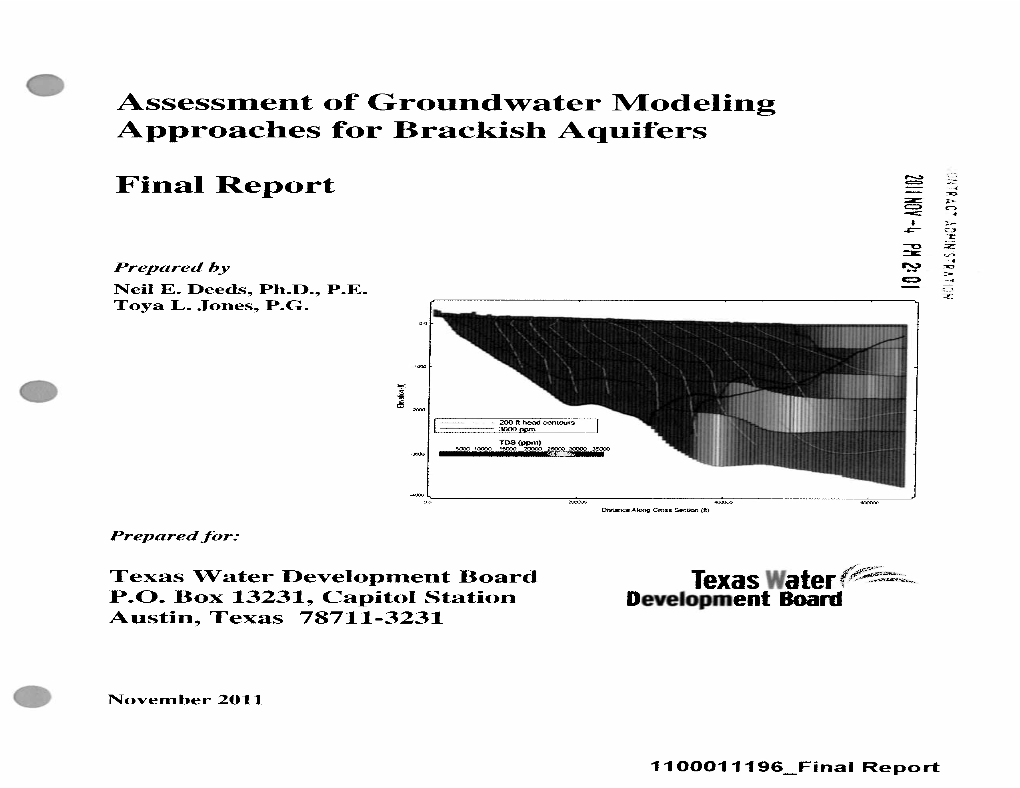 Assessment of Groundwater Modeling Approaches for Brackish Aquifers