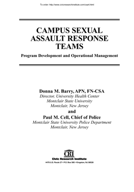 CAMPUS SEXUAL ASSAULT RESPONSE TEAMS Program Development and Operational Management