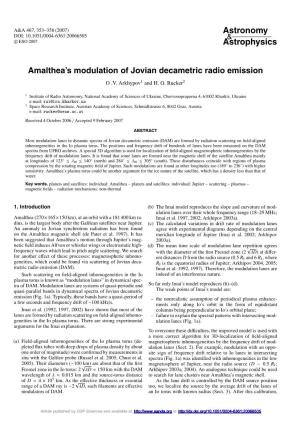 Amalthea\'S Modulation of Jovian Decametric Radio Emission
