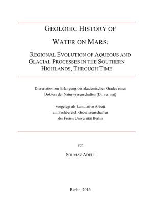 Geologic History of Water on Mars