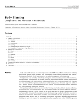 Body Piercing Complications and Prevention of Health Risks