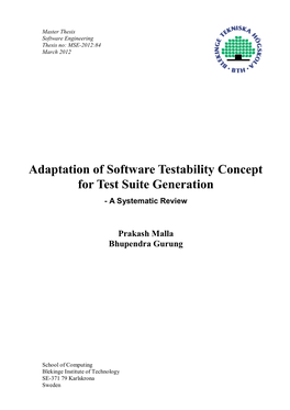 Adaptation of Software Testability Concept for Test Suite Generation - a Systematic Review