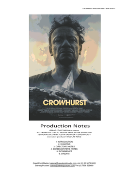 CROWHURST Production Notes - Draft 16/05/17