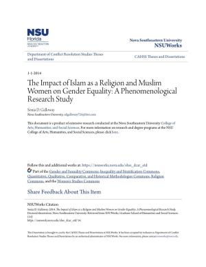 The Impact of Islam As a Religion and Muslim Women on Gender Equality: a Phenomenological Research Study