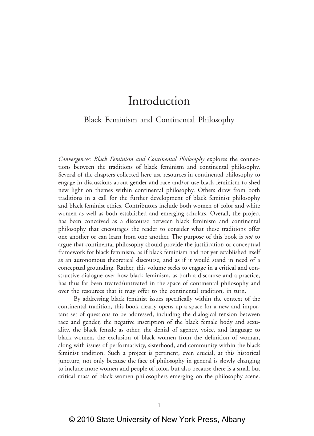 Introduction Black Feminism and Continental Philosophy