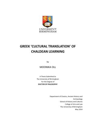 Greek ‘Cultural Translation’ of Chaldean Learning
