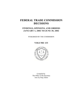 Federal Trade Commission Decisions