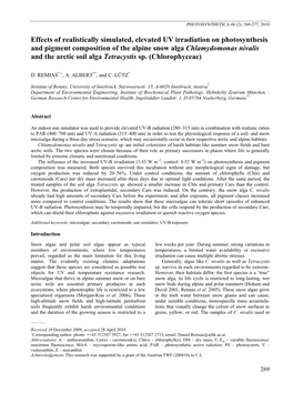 Effects of Realistically Simulated, Elevated UV Irradiation On