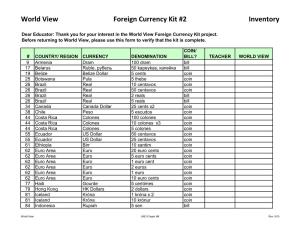 World View Foreign Currency Kit #2 Inventory