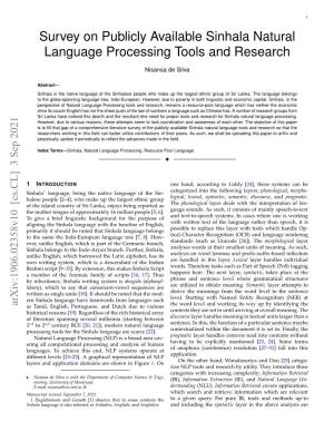 Survey on Publicly Available Sinhala Natural Language Processing Tools and Research