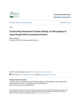 Constructing Alternative Christian Identity: an Ethnography of Jesus People USA's Cornerstone Festival