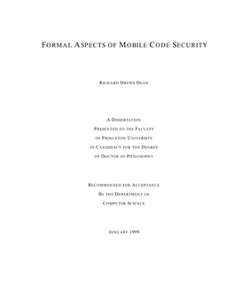 Formal Aspects of Mobile Code Security