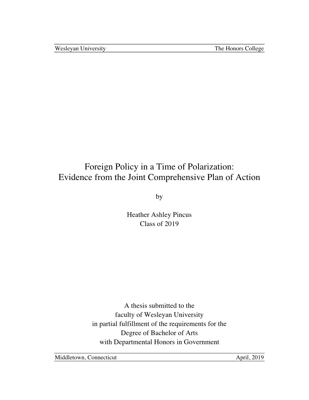 Foreign Policy in a Time of Polarization: Evidence from the Joint Comprehensive Plan of Action