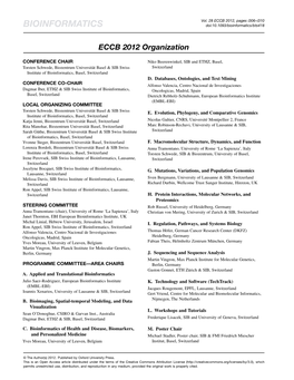 ECCB 2012 Organization
