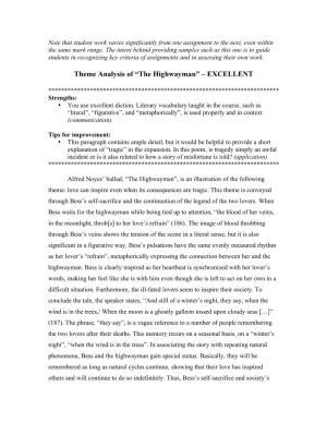 Theme Analysis of “The Highwayman” – EXCELLENT