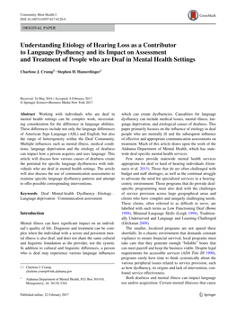 Understanding Etiology of Hearing Loss As a Contributor to Language