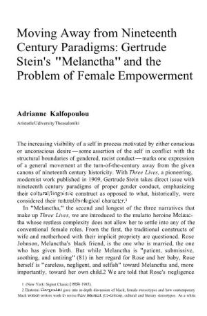 Gertrude Stein's "Melanctha" and the Problem of Female Empowerment