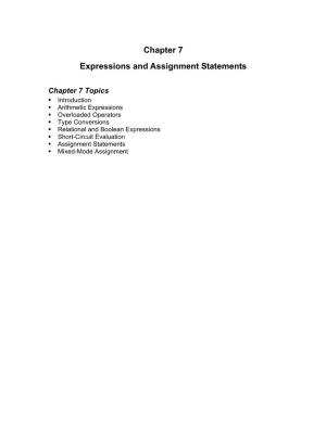 Chapter 7 Expressions and Assignment Statements