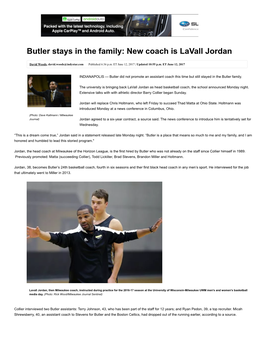 Butler Stays in the Family: New Coach Is Lavall Jordan