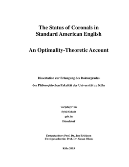The Status of Coronals in Standard American English an Optimality-Theoretic Account