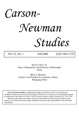 Carson- Newman Studies Vol