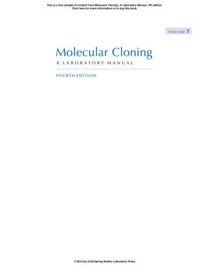 Molecular Cloning: a Laboratory Manual, 4Th Edition