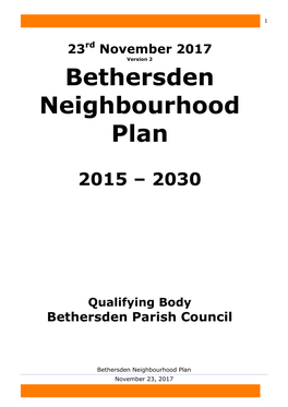 Bethersden Neighbourhood Plan November 23, 2017