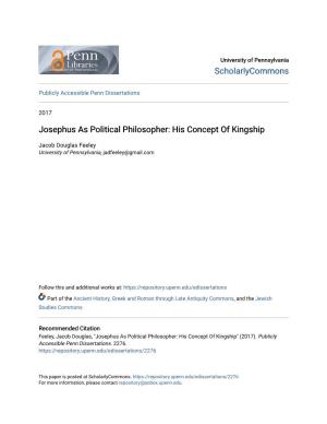 Josephus As Political Philosopher: His Concept of Kingship