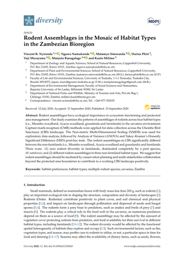 Rodent Assemblages in the Mosaic of Habitat Types in the Zambezian Bioregion