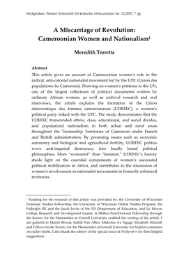 Cameroonian Women and Nationalism (Pdf)