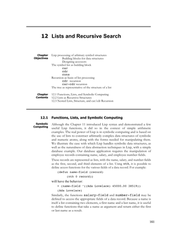 CH 12: Lists and Recursive Search