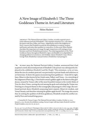 A New Image of Elizabeth I: the Three Goddesses Theme in Art and Literature