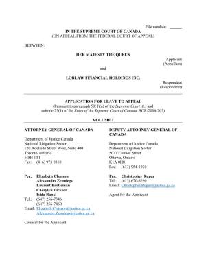 File Number: in the SUPREME COURT of CANADA (ON APPEAL from the FEDERAL COURT of APPEAL)